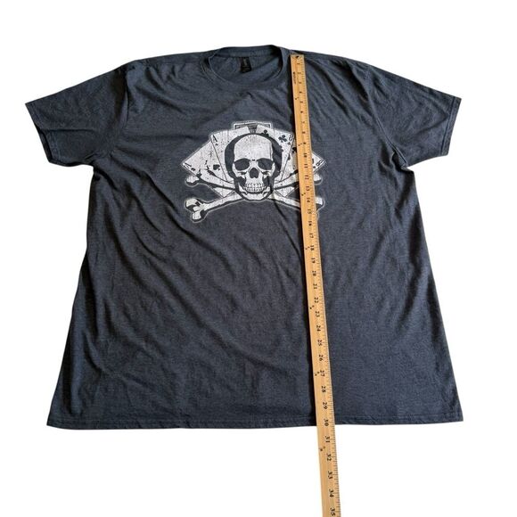 Anvil Lightweight Skull & Crossbones Poker Player Tee Shirt T-Shirt Gray Sz 2XL - Picture 6 of 9